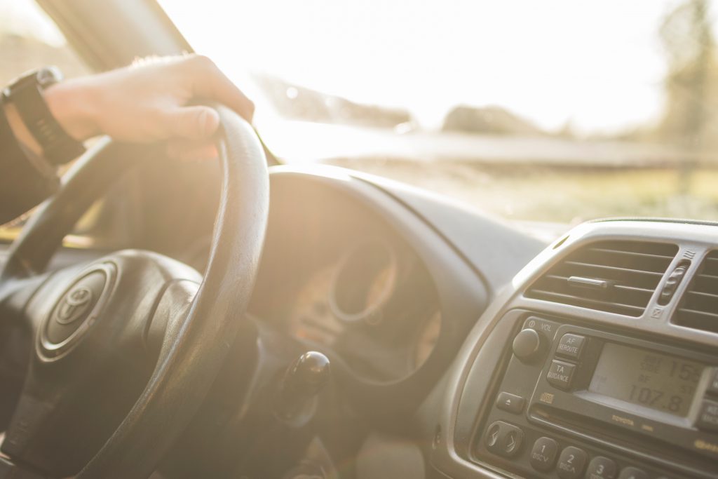 Interior shot of windscreen inside a Toyota