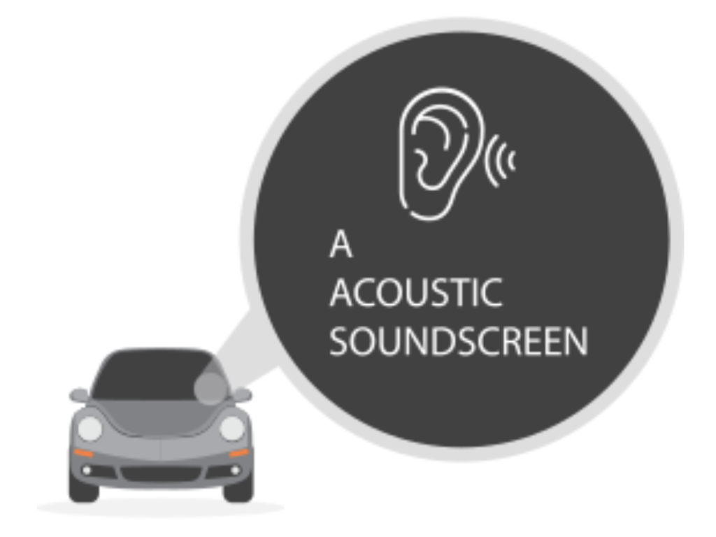 Cross-section illustration of laminated acoustic windscreen glass